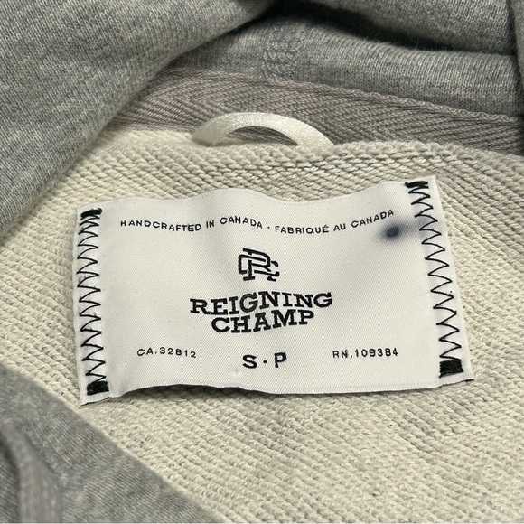 Reigning Champ Men's Midweight Terry Script Logo Hoodie Heather Grey Size Small - Picture 3 of 5
